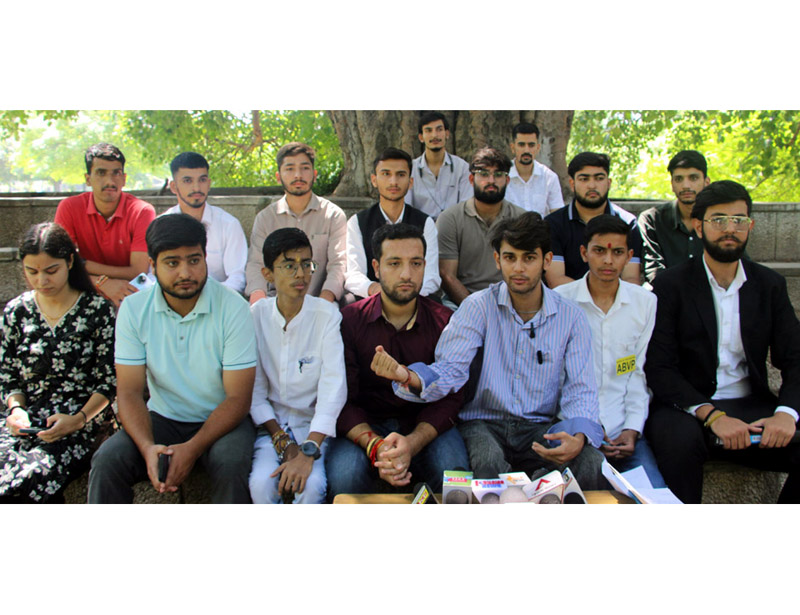 ABVP Leaders hosting a  press conference at Jammu university.
