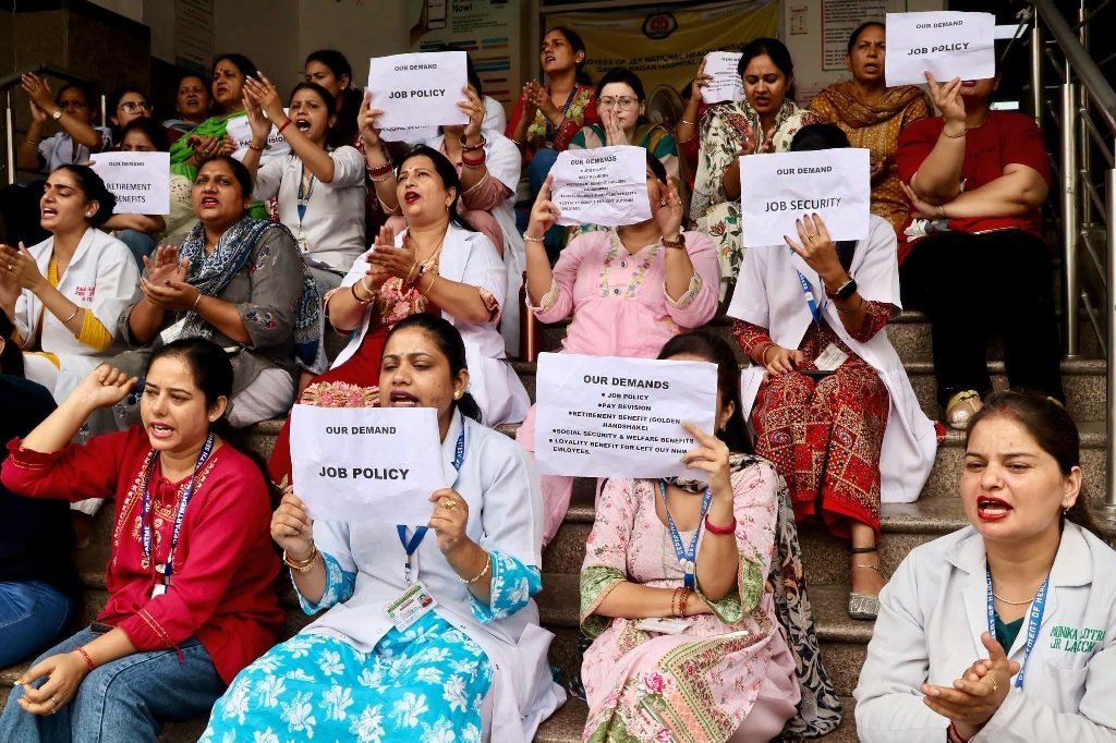 Healthcare Services Severely Hit as J&K NHM Employees’ Strike Enters 7th Day