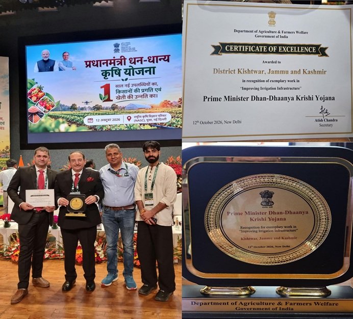 Kishtwar Secures Top National Rank for Improving Irrigation Infrastructure Under PMDDKY