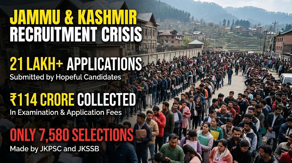Massive Disconnect: 21 Lakh Applications, ₹114 Crore Fee, But Only 7,580 Selections by J&K Recruitment Agencies