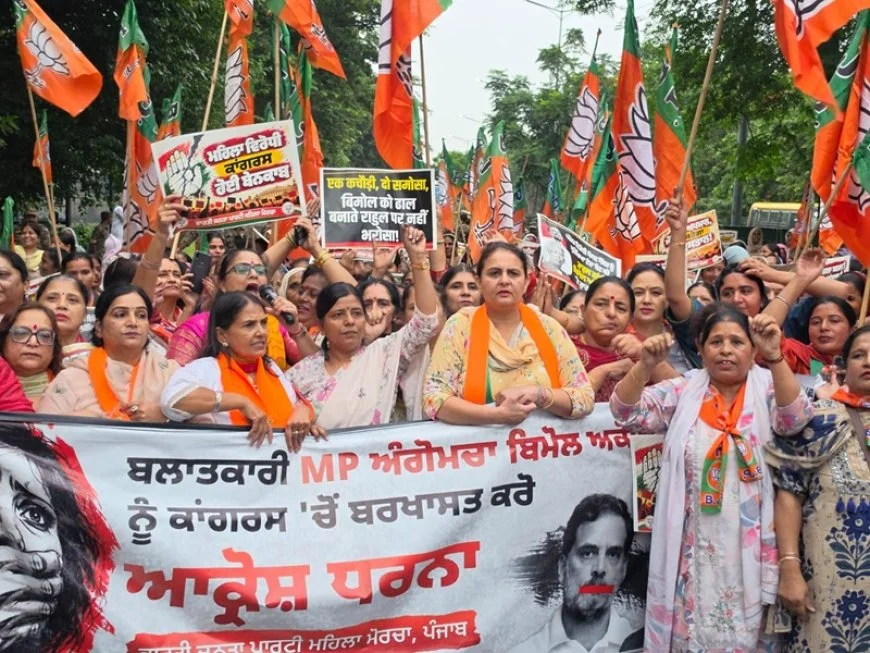 Punjab BJP Mahila Morcha Protests Against Congress Over Sexual Harassment Charges Against MP